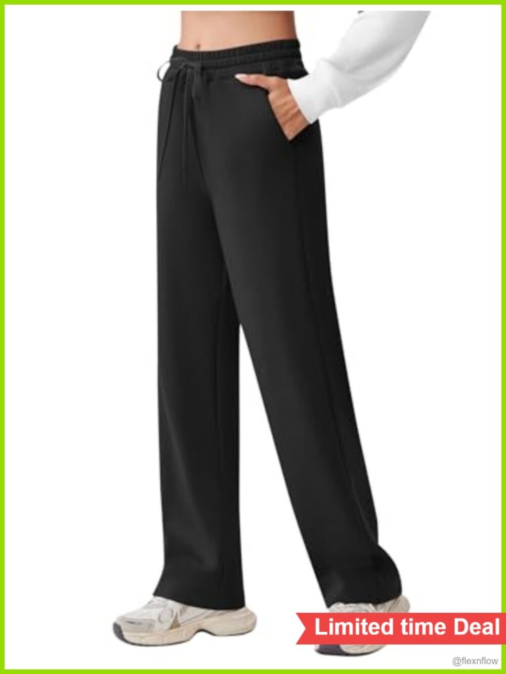 Wide Leg Sweatpants with Pockets High Rise Drawstring Loose Fit